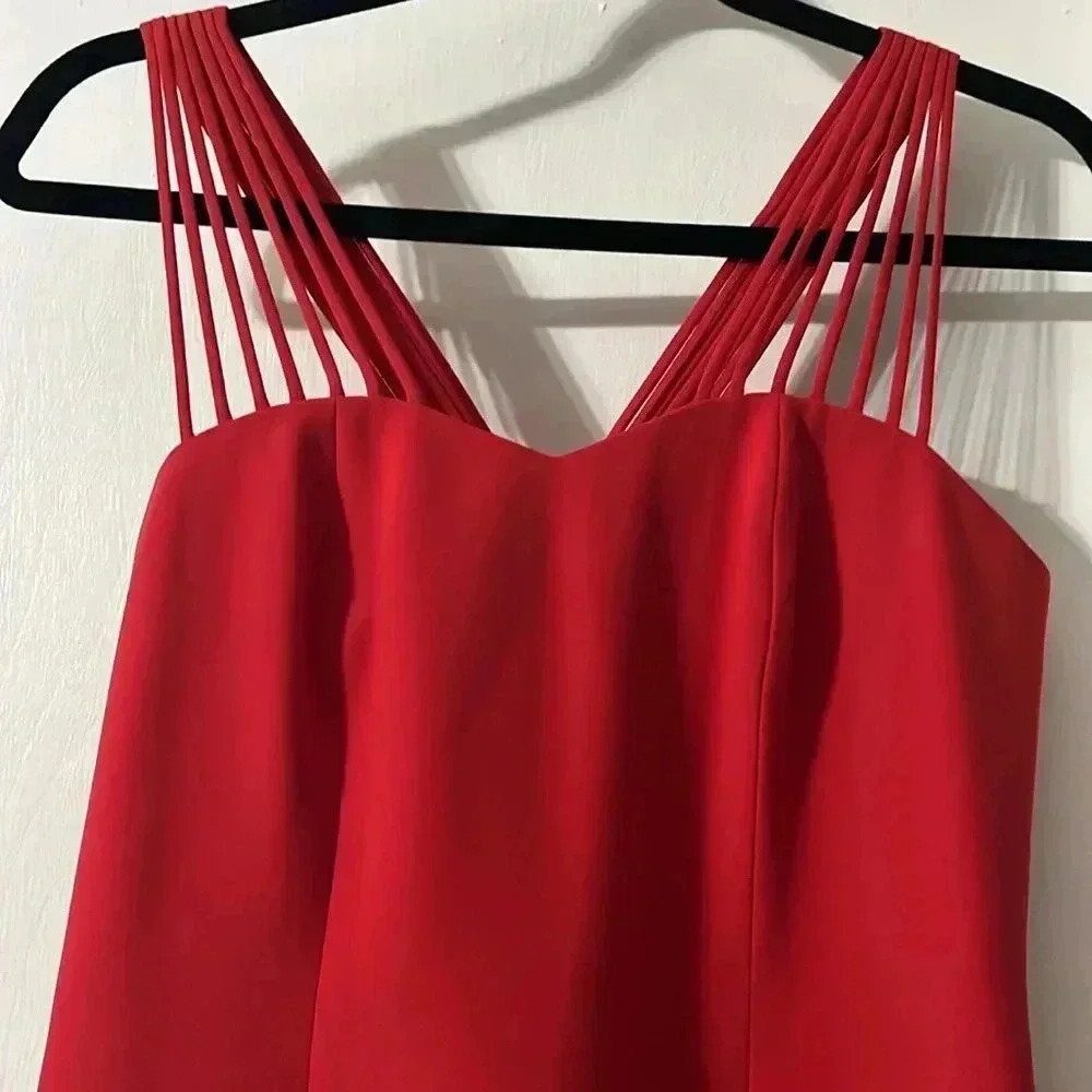ELIE TAHARI GLOSSY RED DRESS - Picture 2 of 12